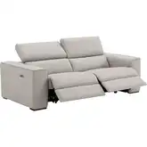 Picasso Power Motion Loveseat in Silver Grey Top Grain Leather
